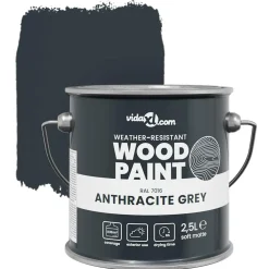 vidaXL Houtverf Grijs 2,5 L Wandprint