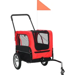 vidaXL Huisdierenfietskar en joggingbuggy 2-in-1 rood en zwart