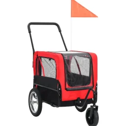 vidaXL Huisdierenfietskar en joggingbuggy 2-in-1 rood en zwart