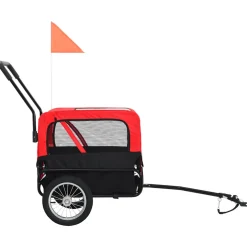 vidaXL Huisdierenfietskar en joggingbuggy 2-in-1 rood en zwart