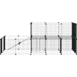 vidaXL Huisdierenkooi met deur 44 panelen 175x105x70 cm staal zwart