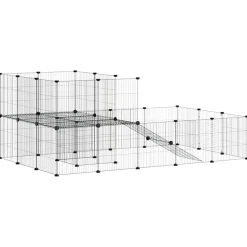 vidaXL Huisdierenkooi met deur 36 panelen 175x105x70 cm staal zwart