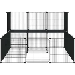 vidaXL Huisdierenkooi met deur 36 panelen 175x105x70 cm staal zwart