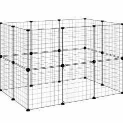 vidaXL Huisdierenkooi met deur 20 panelen 105x70x70 cm staal zwart