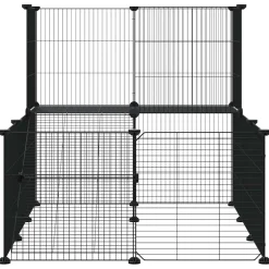 vidaXL Huisdierenkooi met deur 44 panelen 210x175x70 cm staal zwart