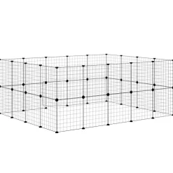 vidaXL Huisdierenkooi met deur 36 panelen 175x140x70 cm staal zwart