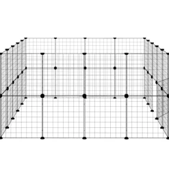 vidaXL Huisdierenkooi met deur 36 panelen 175x140x70 cm staal zwart