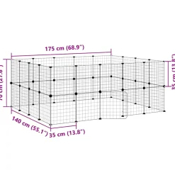 vidaXL Huisdierenkooi met deur 36 panelen 175x140x70 cm staal zwart