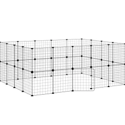 vidaXL Huisdierenkooi met deur 36 panelen 175x140x70 cm staal zwart