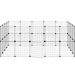 vidaXL Huisdierenkooi met deur 36 panelen 175x140x70 cm staal zwart
