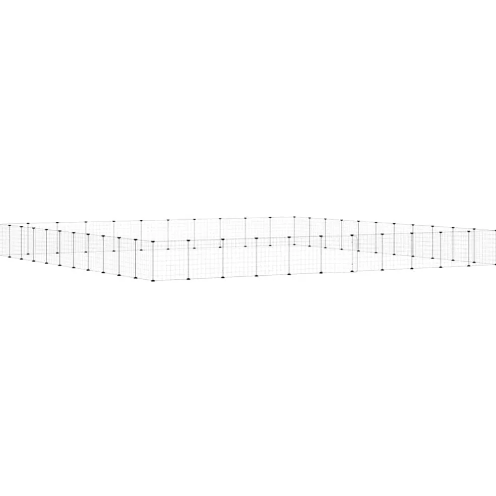 vidaXL Huisdierenkooi met deur 44 panelen 385x385x35 cm staal zwart