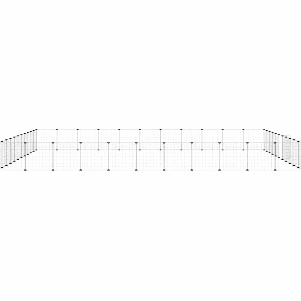 vidaXL Huisdierenkooi met deur 44 panelen 385x385x35 cm staal zwart