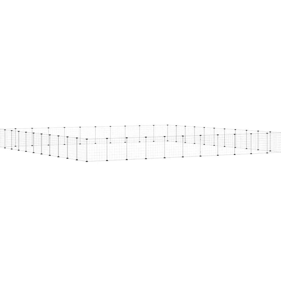 vidaXL Huisdierenkooi met deur 44 panelen 385x385x35 cm staal zwart