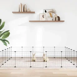 vidaXL Huisdierenkooi met deur 20 panelen 175x175x35 cm staal zwart