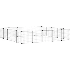 vidaXL Huisdierenkooi met deur 20 panelen 175x175x35 cm staal zwart