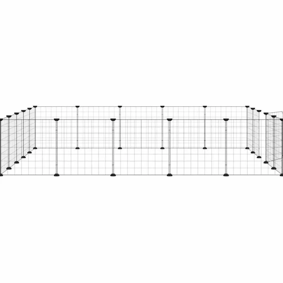 vidaXL Huisdierenkooi met deur 20 panelen 175x175x35 cm staal zwart