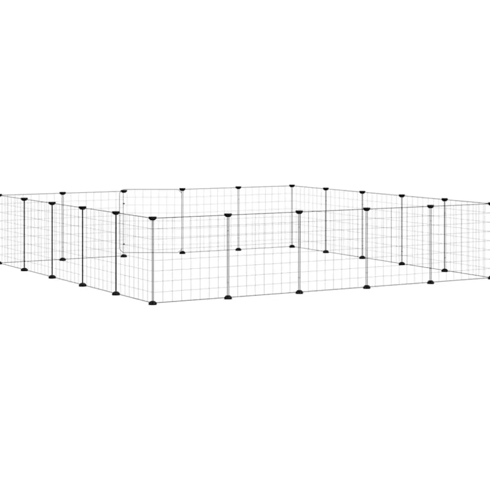 vidaXL Huisdierenkooi met deur 20 panelen 175x175x35 cm staal zwart