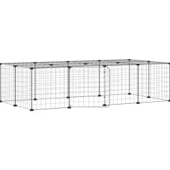 vidaXL Huisdierenkooi met deur 20 panelen 140x70x35 cm staal zwart
