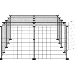vidaXL Huisdierenkooi met deur 20 panelen 140x70x35 cm staal zwart