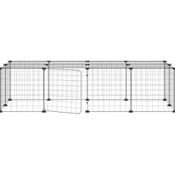 vidaXL Huisdierenkooi met deur 20 panelen 140x70x35 cm staal zwart
