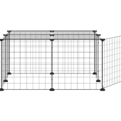 vidaXL Huisdierenkooi met deur 12 panelen 70x70x35 cm staal zwart
