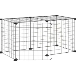 vidaXL Huisdierenkooi met deur 8 panelen 70x35x35 cm staal zwart
