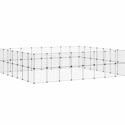 vidaXL Huisdierenkooi met deur 60 panelen 280x245x70 cm staal zwart
