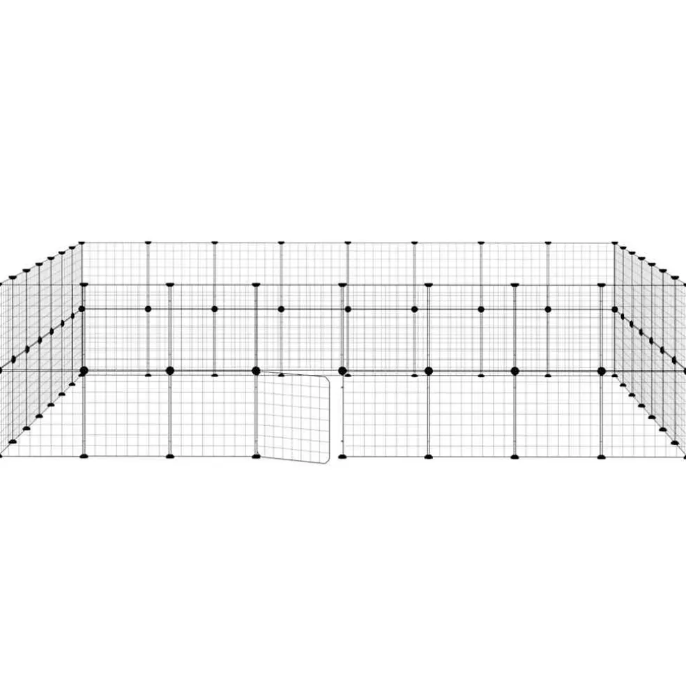vidaXL Huisdierenkooi met deur 60 panelen 280x245x70 cm staal zwart
