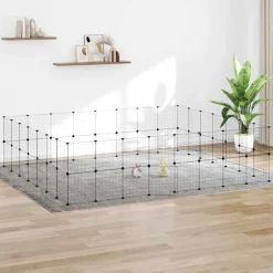 vidaXL Huisdierenkooi met deur 60 panelen 280x245x70 cm staal zwart