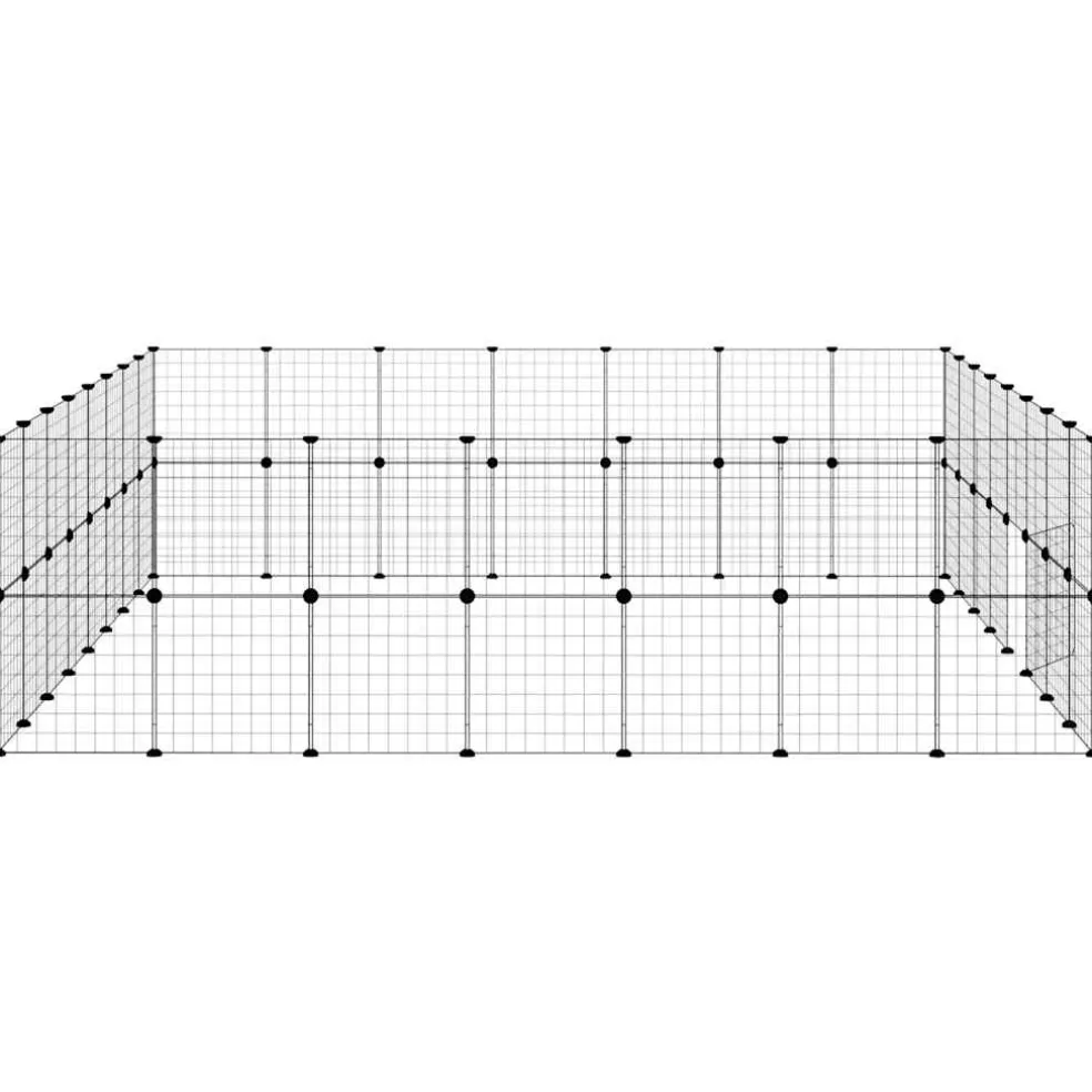 vidaXL Huisdierenkooi met deur 60 panelen 280x245x70 cm staal zwart