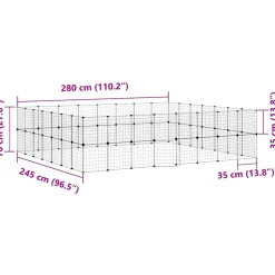 vidaXL Huisdierenkooi met deur 60 panelen 280x245x70 cm staal zwart
