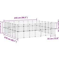vidaXL Huisdierenkooi met deur 52 panelen 245x210x70 cm staal zwart
