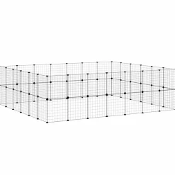 vidaXL Huisdierenkooi met deur 52 panelen 245x210x70 cm staal zwart