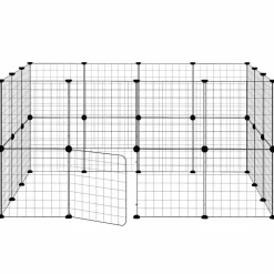 vidaXL Huisdierenkooi met deur 8 panelen 35x35x70 cm staal zwart