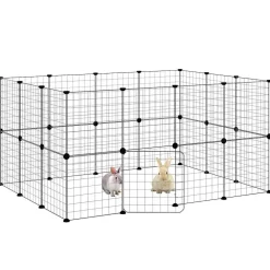 vidaXL Huisdierenkooi met deur 8 panelen 35x35x70 cm staal zwart