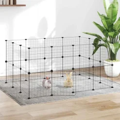vidaXL Huisdierenkooi met deur 8 panelen 35x35x70 cm staal zwart