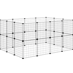 vidaXL Huisdierenkooi met deur 8 panelen 35x35x70 cm staal zwart