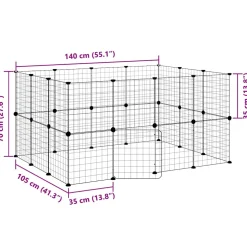 vidaXL Huisdierenkooi met deur 8 panelen 35x35x70 cm staal zwart
