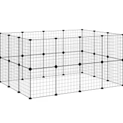 vidaXL Huisdierenkooi met deur 8 panelen 35x35x70 cm staal zwart