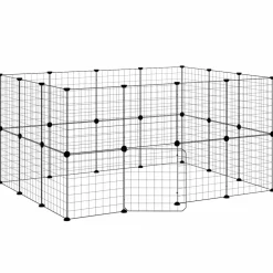 vidaXL Huisdierenkooi met deur 8 panelen 35x35x70 cm staal zwart