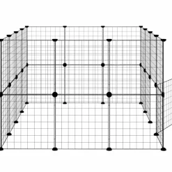vidaXL Huisdierenkooi met deur 8 panelen 35x35x70 cm staal zwart