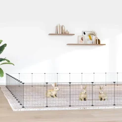 vidaXL Huisdierenkooi met deur 12 panelen 70x35x70 cm staal zwart