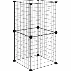 vidaXL Huisdierenkooi met 8 panelen 35x35x70 cm staal zwart