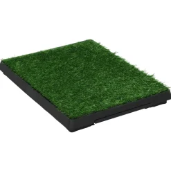 vidaXL Huisdierentoilet met bak en kunstgras 63x50x7 cm groen