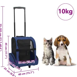 vidaXL Huisdierentrolley inklapbaar blauw