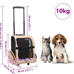 vidaXL Huisdierentrolley inklapbaar beige