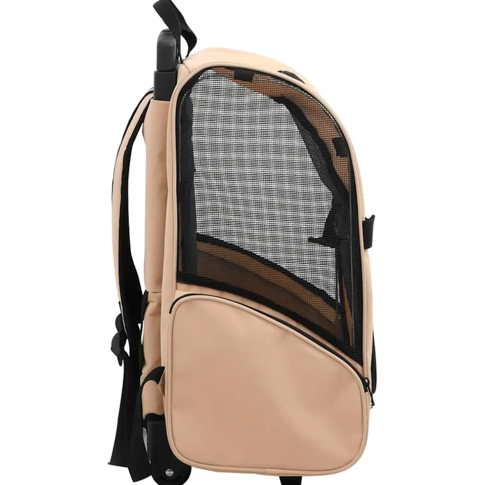 vidaXL Huisdierentrolley inklapbaar beige