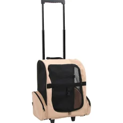 vidaXL Huisdierentrolley inklapbaar beige