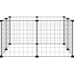 vidaXL Huisdierkooi met 8 panelen, zwart, 70x70x35 cm, staal