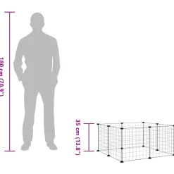 vidaXL Huisdierkooi met 8 panelen, zwart, 70x70x35 cm, staal